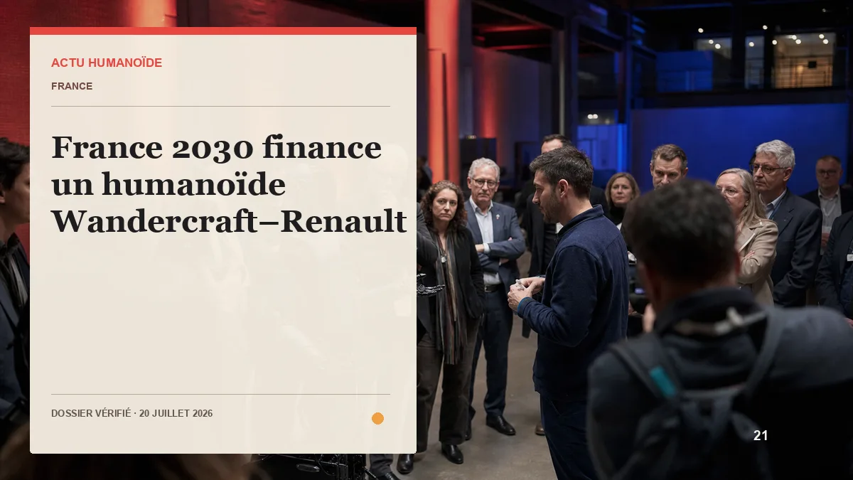 Scène photographique illustrant le dossier « France 2030 finance un humanoïde Wandercraft–Renault »