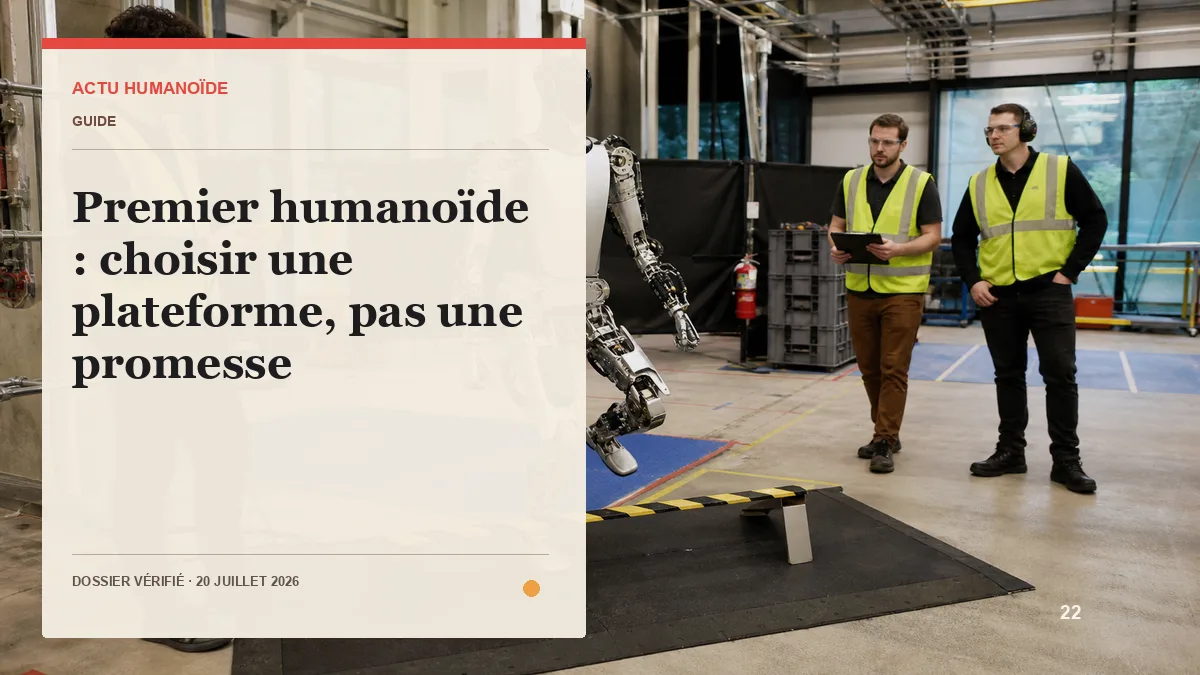 Scène photographique illustrant le dossier « Premier humanoïde : choisir une plateforme, pas une promesse »