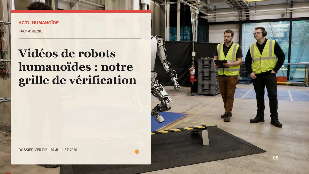 Scène photographique illustrant le dossier « Vidéos de robots humanoïdes : notre grille de vérification »