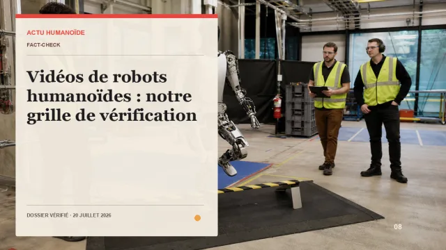Scène photographique illustrant le dossier « Vidéos de robots humanoïdes : notre grille de vérification »