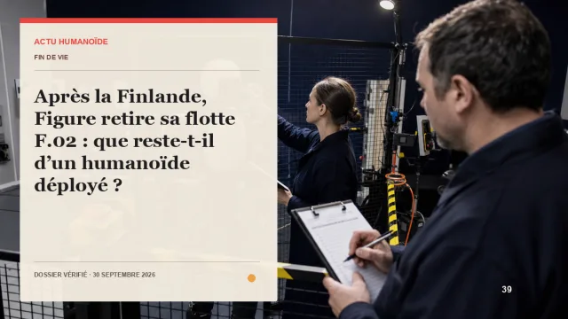 Silhouette de robot humanoïde générique hors service dans un hangar industriel