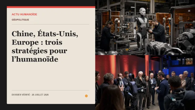 Scène photographique illustrant le dossier « Chine, États-Unis, Europe : trois stratégies pour l’humanoïde »