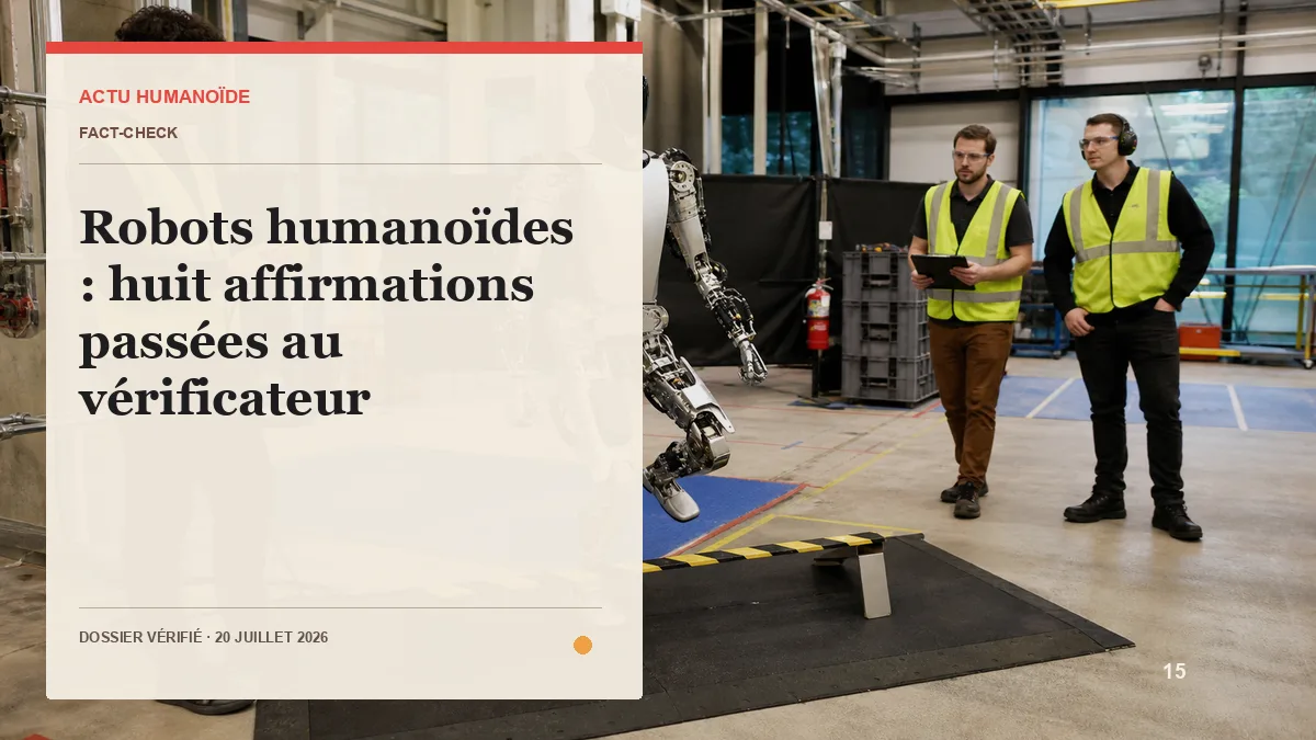 Scène photographique illustrant le dossier « Robots humanoïdes : huit affirmations passées au vérificateur »
