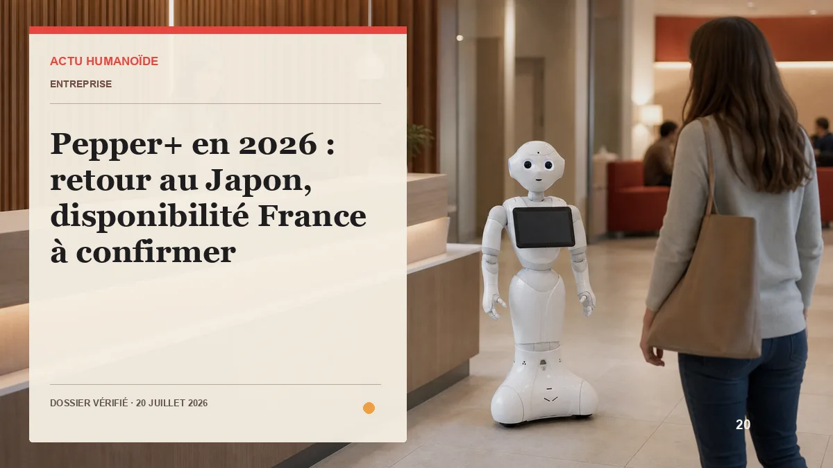 Scène photographique illustrant le dossier « Pepper+ en 2026 : retour au Japon, disponibilité France à confirmer »